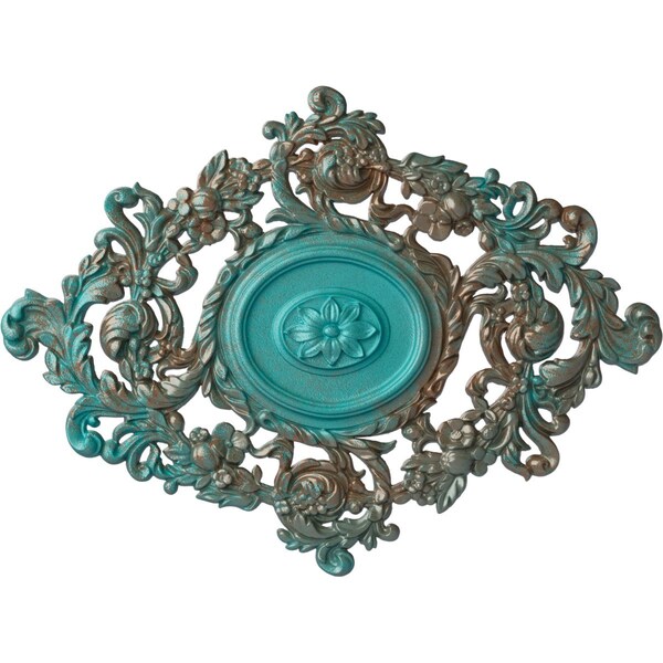 Ekena Millwork Katheryn Ceiling Medallion, Hand-Painted Copper Green Patina, 22 1/2"W x 30 3/8"H x 1 1/2"P CM30KTCGS - main